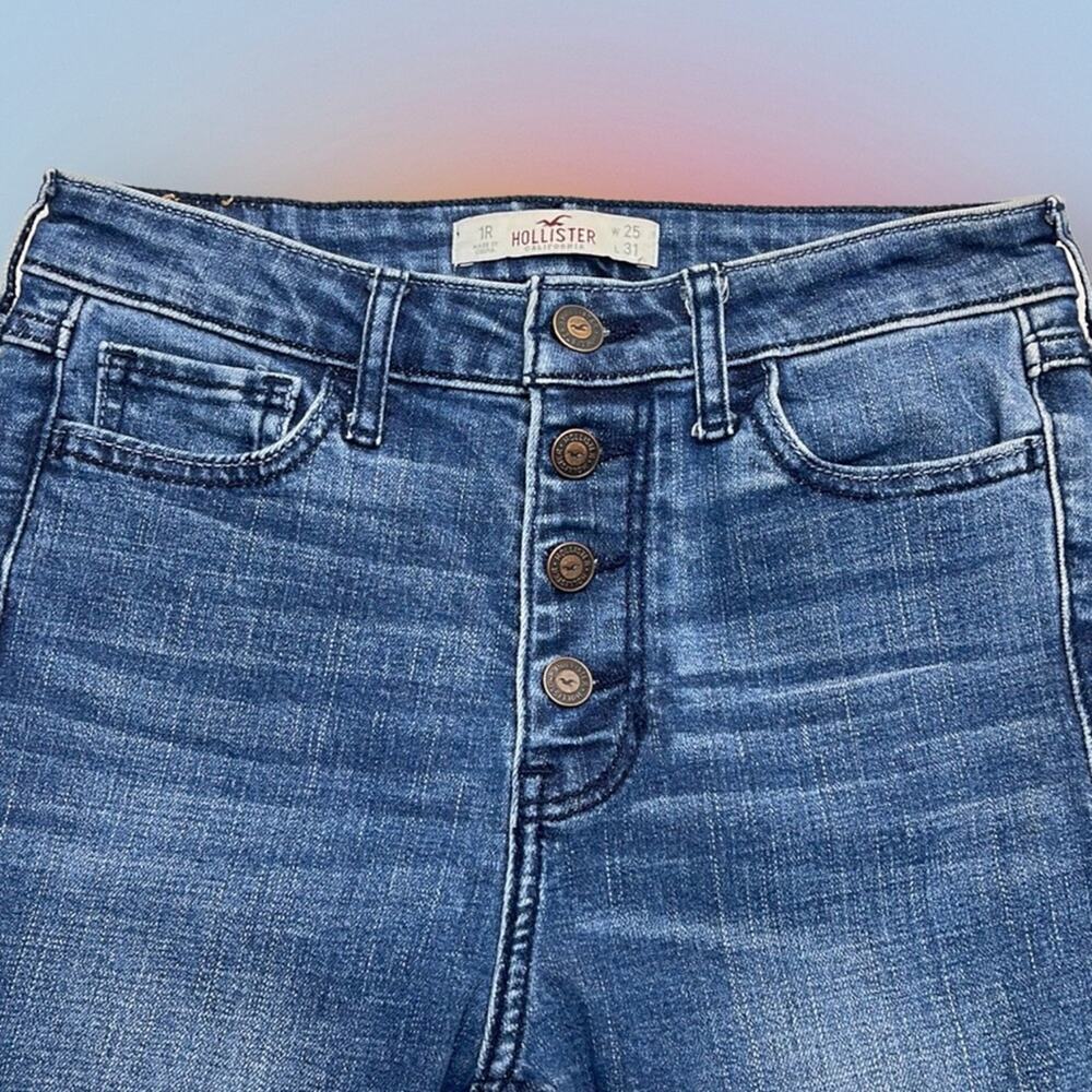 HOLLISTER Women’s 25 Skinny Distressed Button Fly Blue Jeans